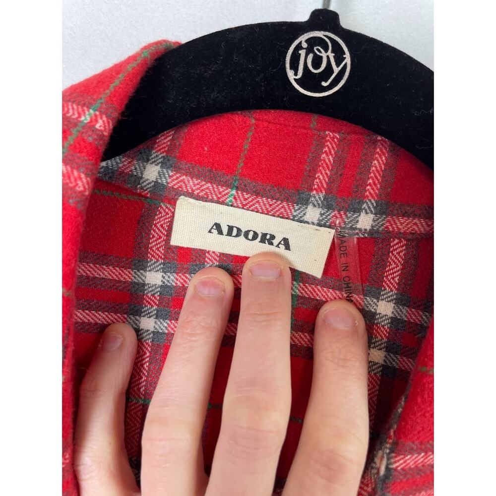 Red Flannel Shirt Womens Size Small Plaid Button Up Shirt Long Sleeve Knit‎ Top - Picture 12 of 16